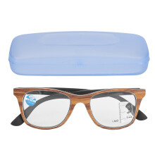 (+150 Brown Wood Grain Frame) Vintage Progressive Photochromic Multifocal +2.50 Glasses