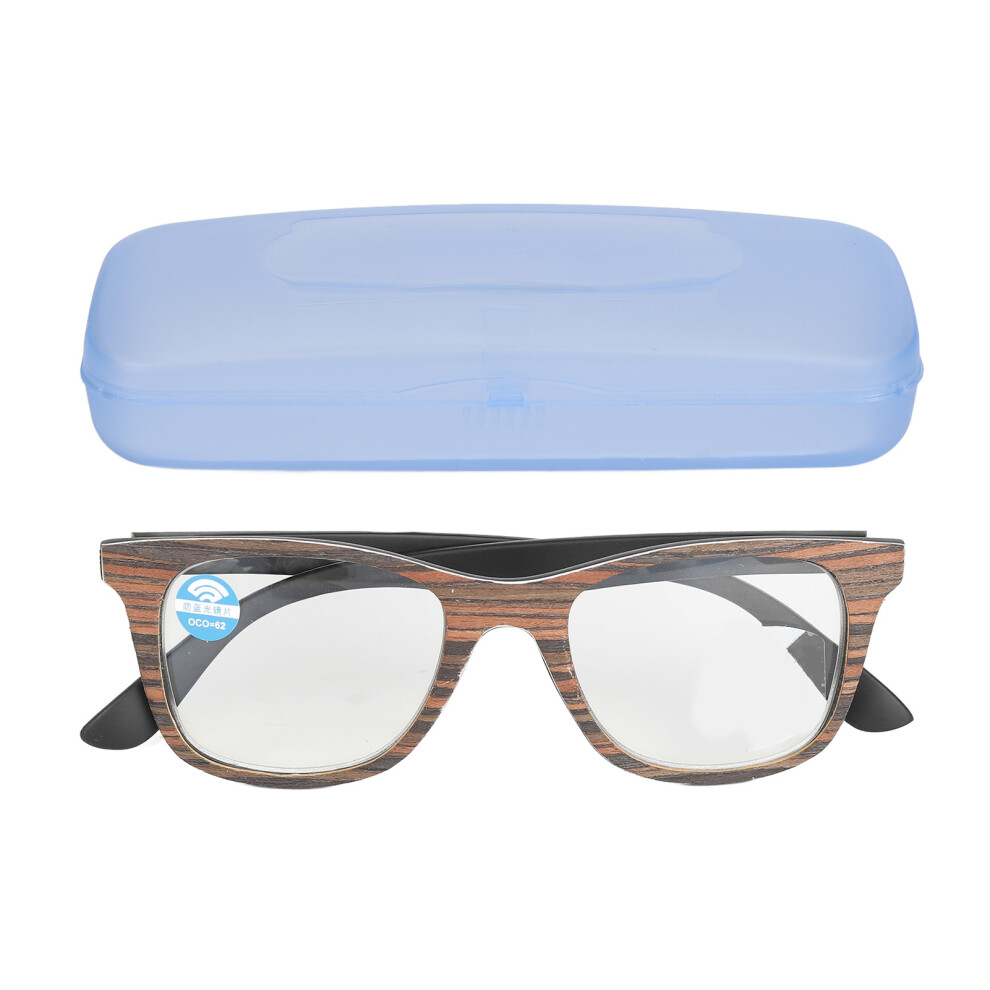 Black/Grain (+150 Wood Frame) Reading Glasses Vintage Progressive Photochromic Multifocus +250