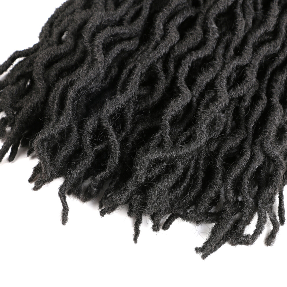 Unisex Black Wavy Gypsy Locs Synthetic Dreadlocks 18" For Women