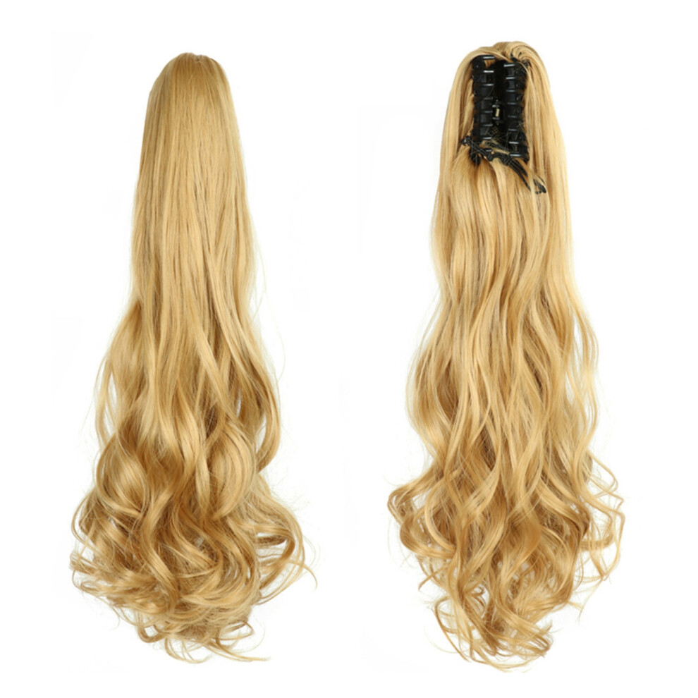 Unisex 22-Inch Wavy Curly Wig Ponytail Heat-Resistant Synthetic Claw Clip