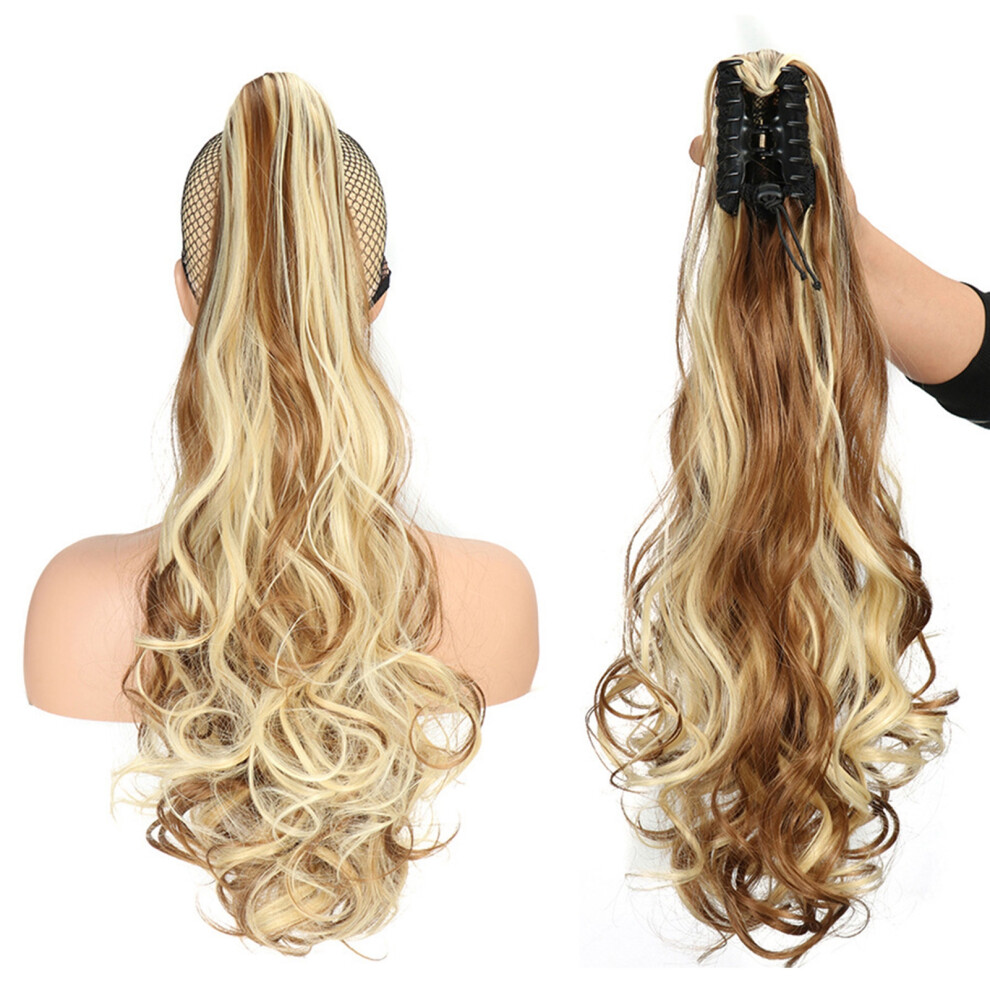Unisex Women's Curly Wig 22-Inch Wavy Heat-Resistant Synthetic Ponytail