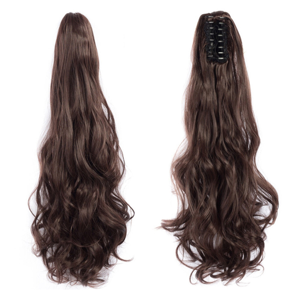 Unisex 22-Inch Wavy Curly Wig Ponytail Heat-Resistant Synthetic Claw Clip