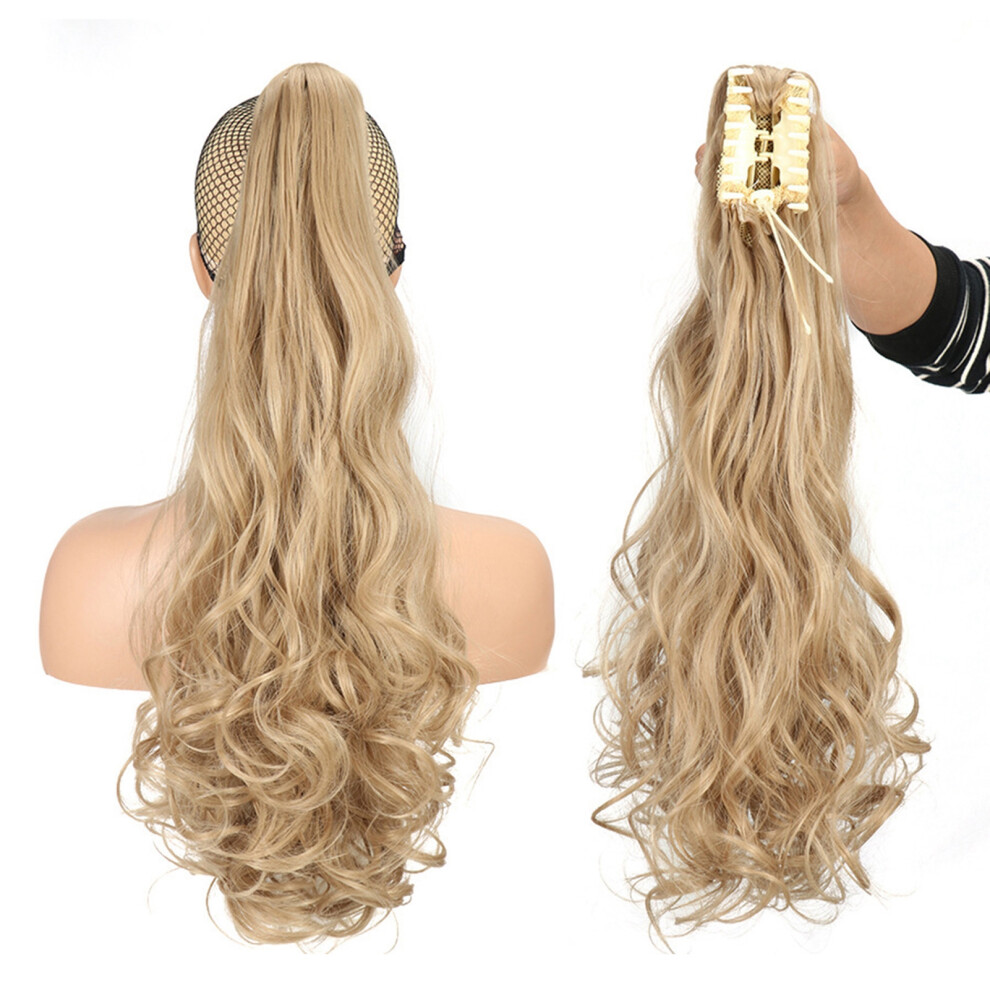 Unisex Women's Curly Wig 22-Inch Wavy Heat-Resistant Synthetic Ponytail