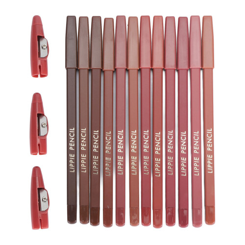12 Colors Waterproof Matte Lip Liner Set + Sharpener