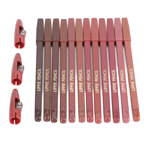 12 Colors Waterproof Matte Lip Liner Set + Sharpener 1