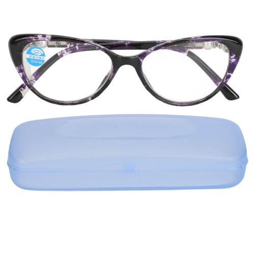 (+200 Black Purple Frame) Progressiv Multifokal Blaulichtfilter Brille +2,00