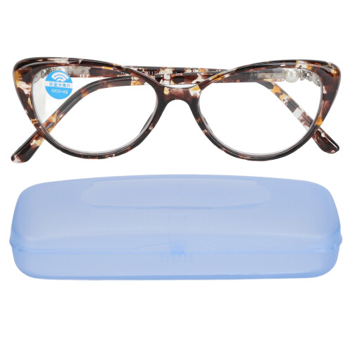 (+200 Black Brown Frame) Progressiv Multifokal Blaulichtfilter Brille +2,00