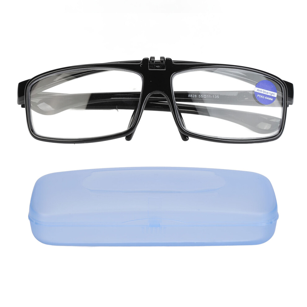 Black/Blue/Light (+100 Bright ) Elderly Glasses Block Resin Reading +100 Bright
