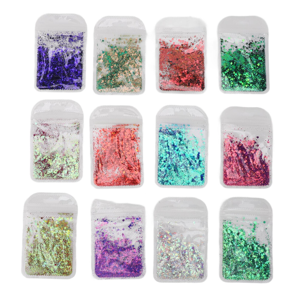 Chunky Holographic Body Glitter 12 Colors Hexagon Nail Art Sequins