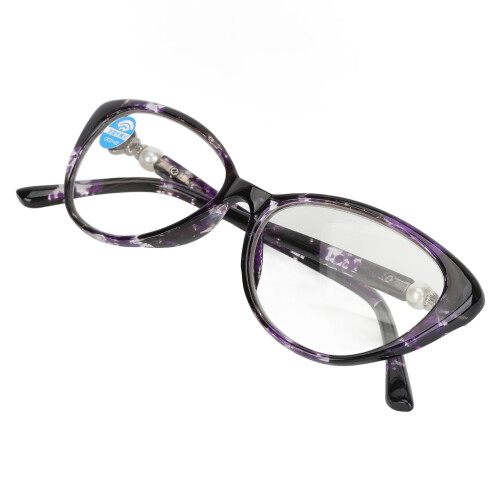 (+100 Black Purple Frame) Progressiv Multifokal Blaulichtfilter Brille +2,00 2