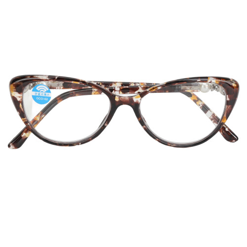 (+200 Black Brown Frame) Progressiv Multifokal Blaulichtfilter Brille +2,00 1