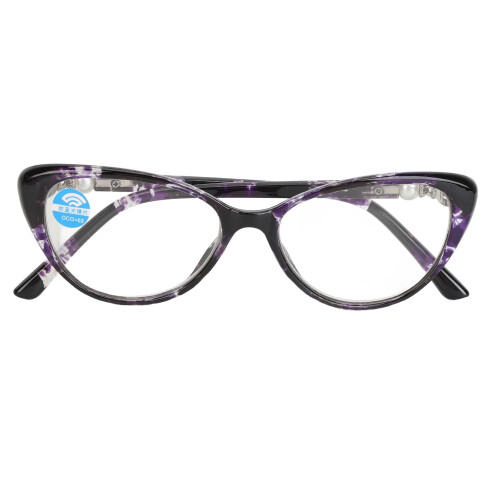 (+200 Black Purple Frame) Progressiv Multifokal Blaulichtfilter Brille +2,00 1
