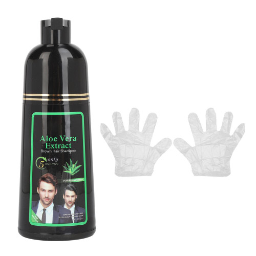 Aloes Haarfarbe-Shampoo 400ml Braun Lang anhaltend Grau