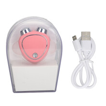 (Pink) Mikrostrom-Gesichtsgerät 3 Stufen Anti-Aging Dual-Kopf Rosa