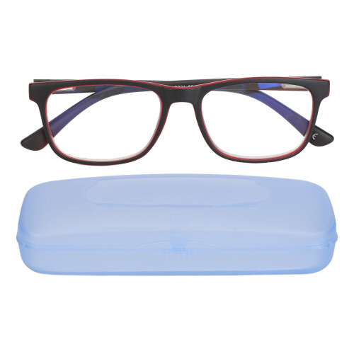 (+100 Inner Transparent Red Outer Black Frame) Lesebrille Blaulichtfilter +1,50 Grau Schwarz Rahmen
