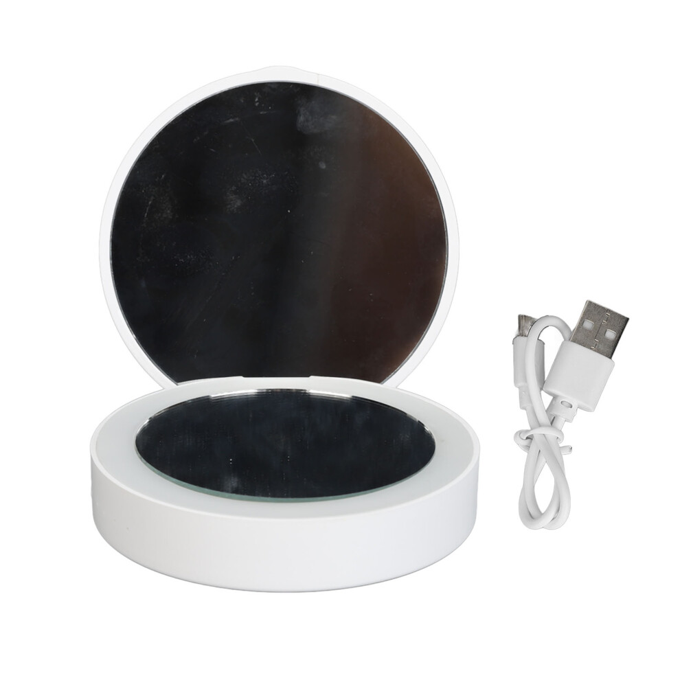 White/Black () Lighted Compact Mirror Rechargeable Folding Travel Makeup