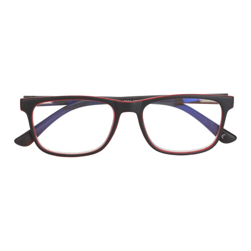 (+100 Inner Transparent Red Outer Black Frame) Lesebrille Blaulichtfilter +1,50 Grau Schwarz Rahmen 1