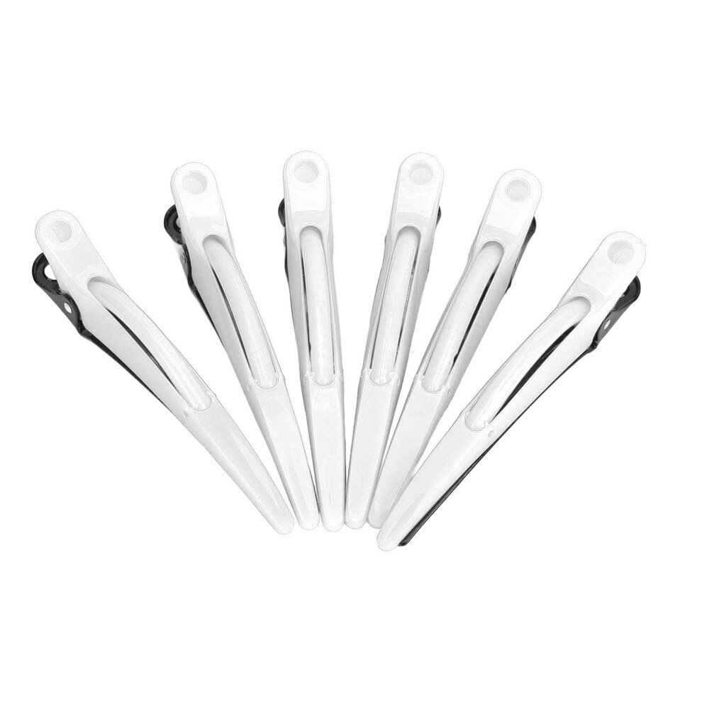 (White) 6Pcs Hair Clips Sectioning Styling Prevent Slip Salon Red