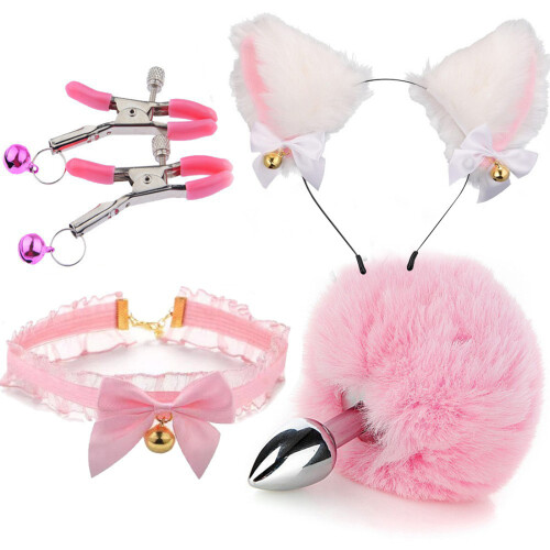Set BDSM: Cerchietto Orecchie, Collare, Mordacchia e Pinze