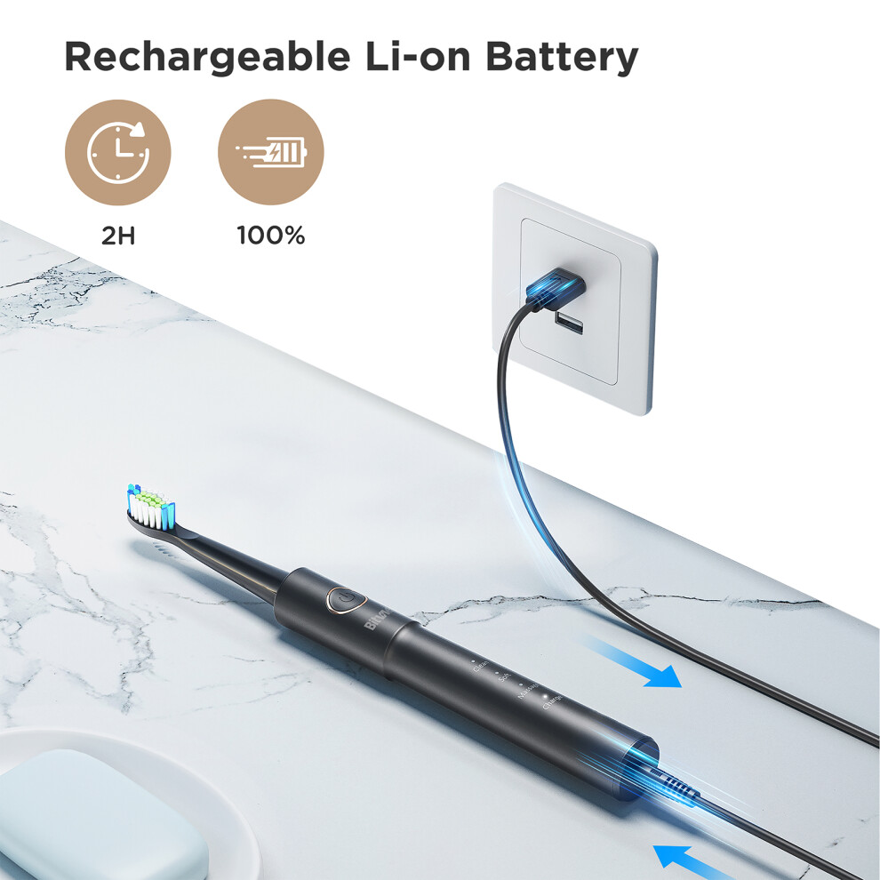 Bitvae Electric Toothbrush 8 Heads 5 Modes USB Rechargeable Timer