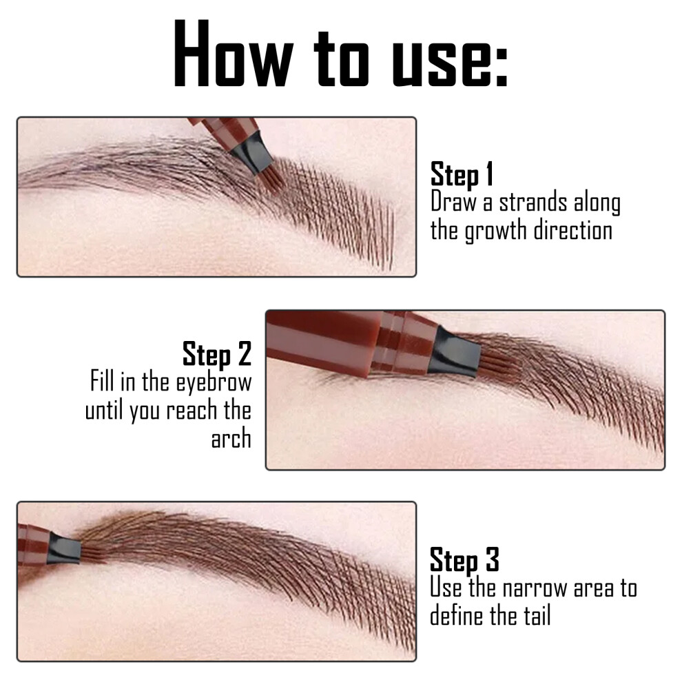 EELHOE Waterproof Eyebrow Pen Four-corner Fork Pencil Sweatproof