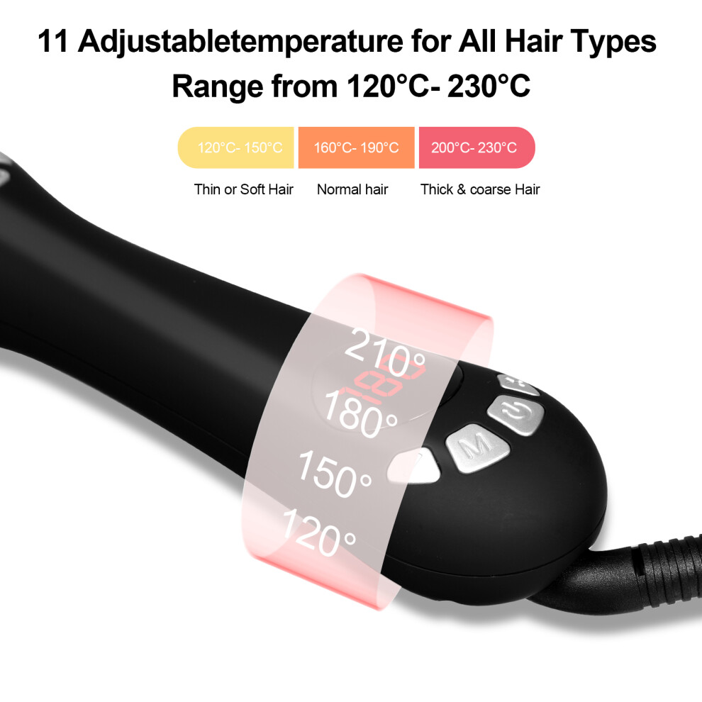 1-inch Hair Curling Iron Auto Rotating Temp Adjustable LCD