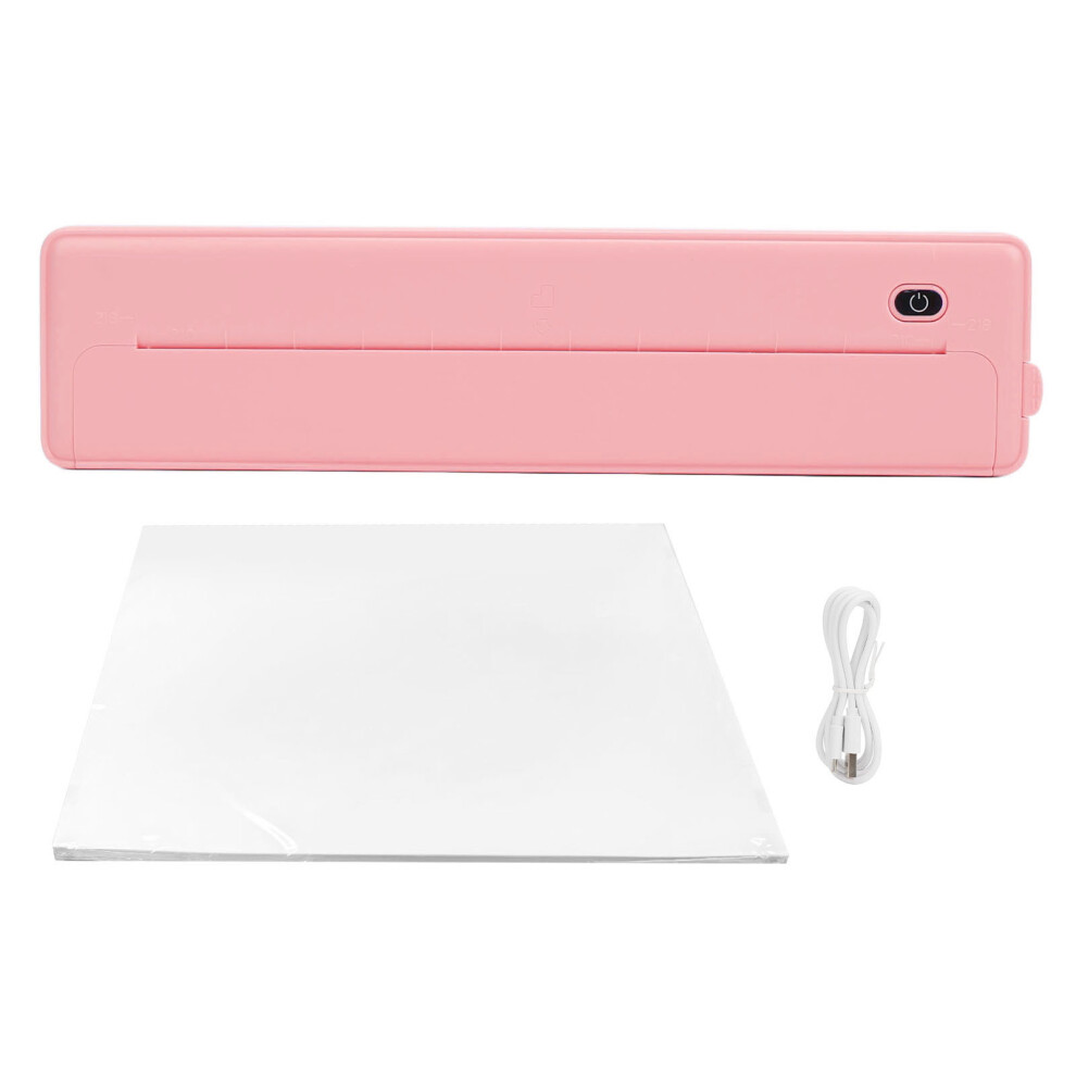 (Pink) Wireless 200Dpi Thermal Printer Bluetooth Inkless 100Pcs A4 Black Pink,Black 461605294476