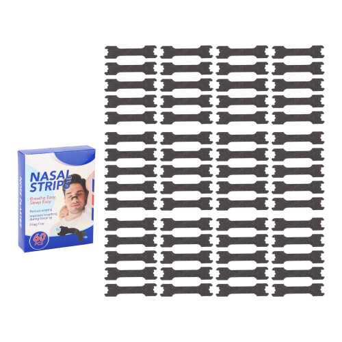 60pcs Ventilation Nasal Strips for Snoring Black