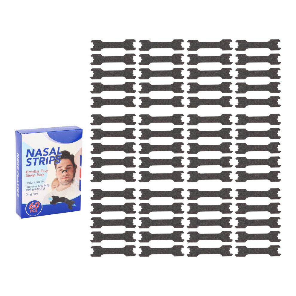 Black 60Pcs Nasal Strips Ventilation Snoring Relief Congestion