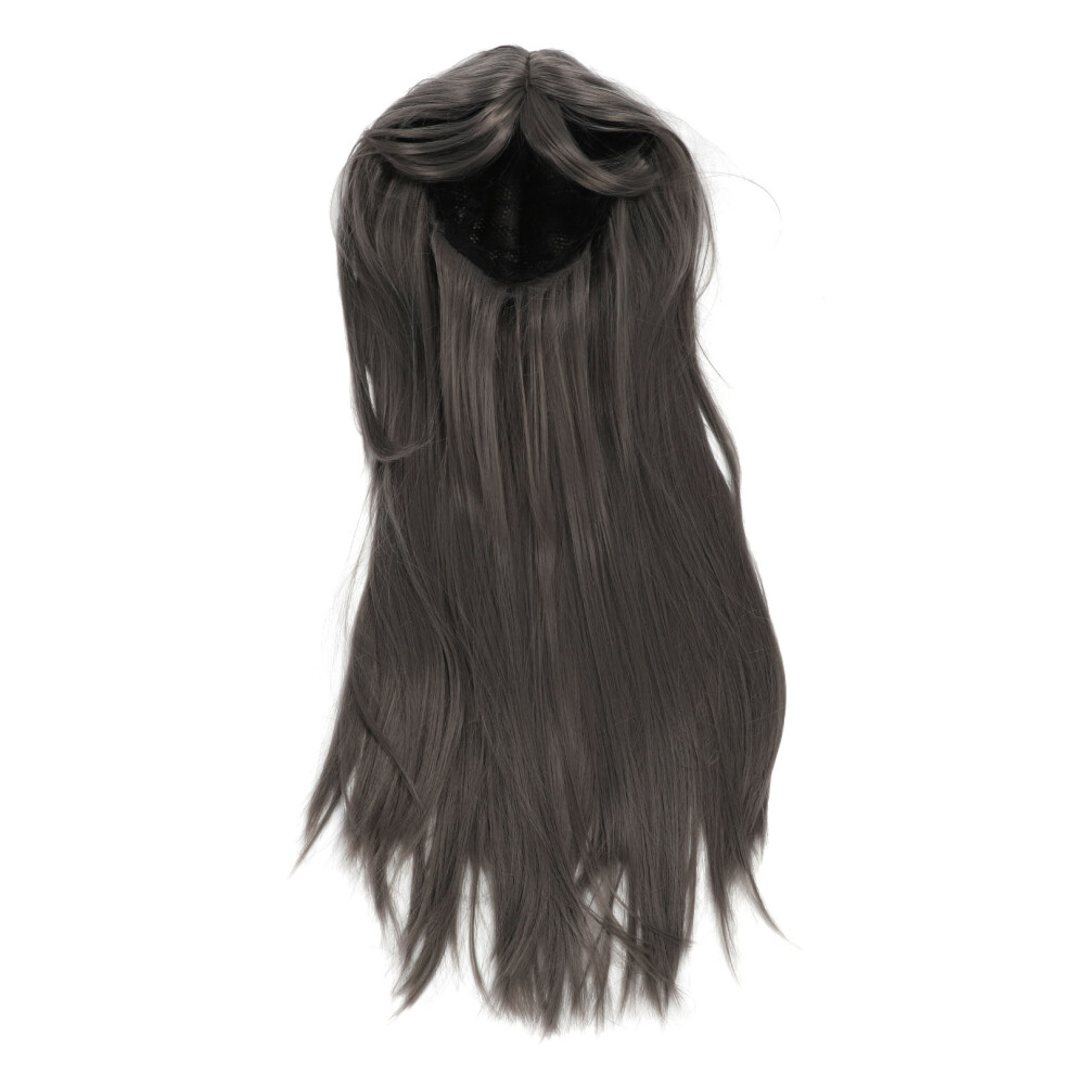 Grey Heat Resistant Synthetic Wig Long Straight Layered for Party