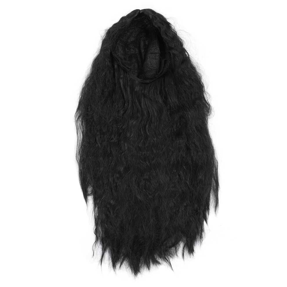 Unisex Black Women Long Curly Wavy Glueless Synthetic Deep Wave Wig