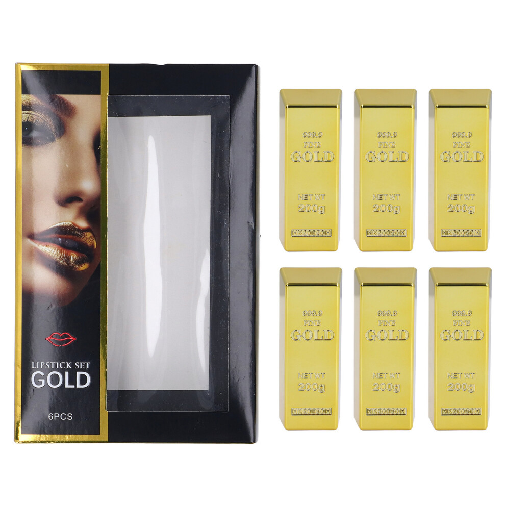 Gold 6Pcs Lip Tint Non Smudge High Pigment Matte Set 4G