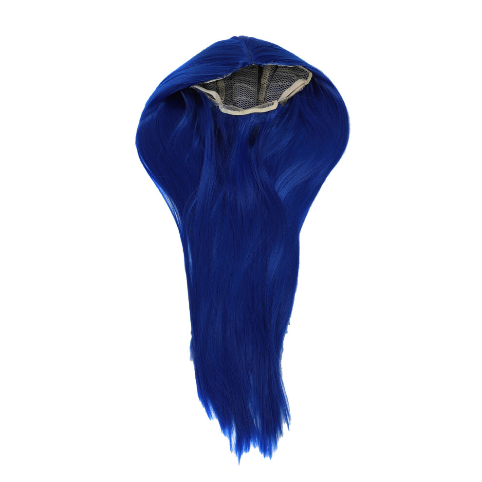 (Jewel Blue) Long Straight Wig Full Heat Resistant High Density Grey