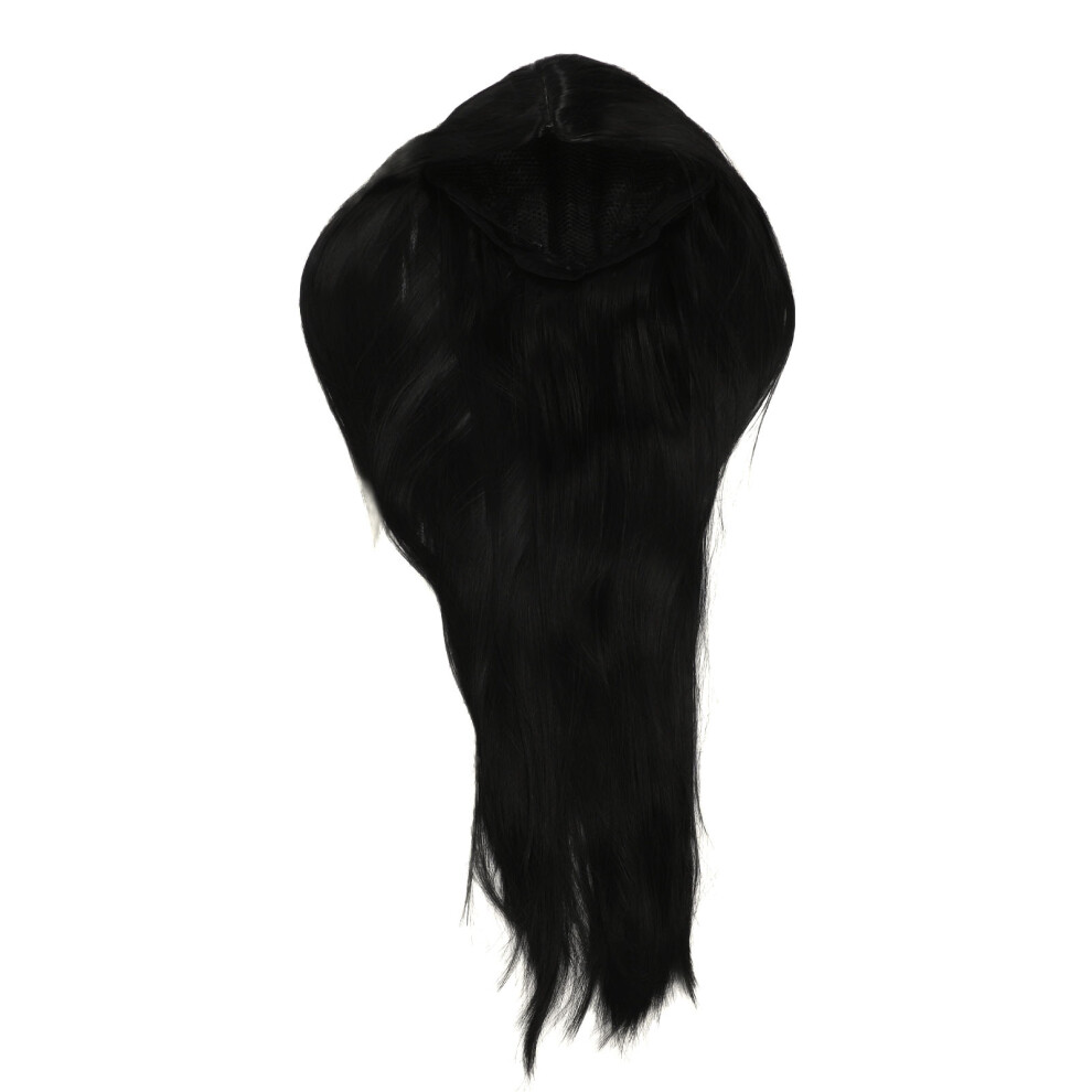 (Black) Heat Resistant Long Straight Wig High Density Dark Brown