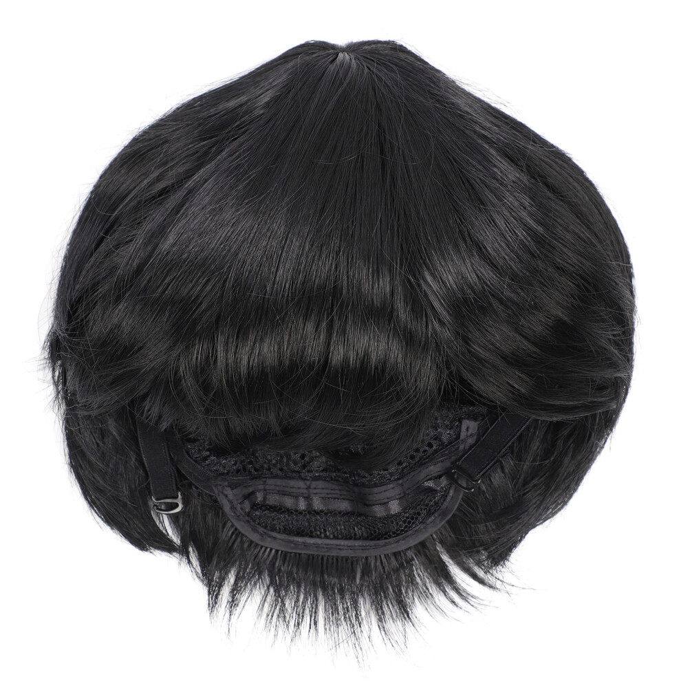(Black) Men Wig Synthetic Short Hair Breathable Toupee Light Brown