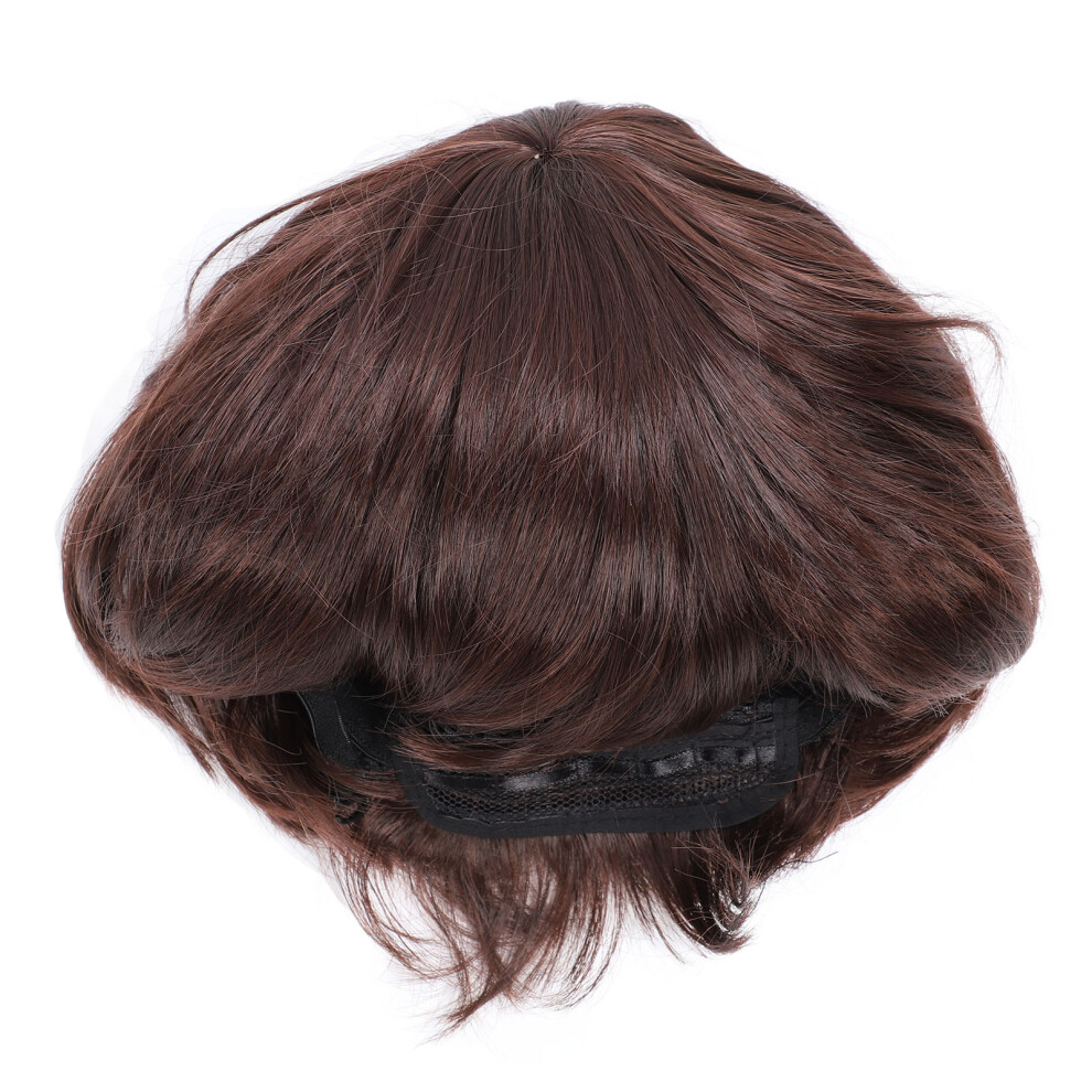 (Dark Brown) Men Wig Synthetic Short Hair Breathable Toupee Light Brown