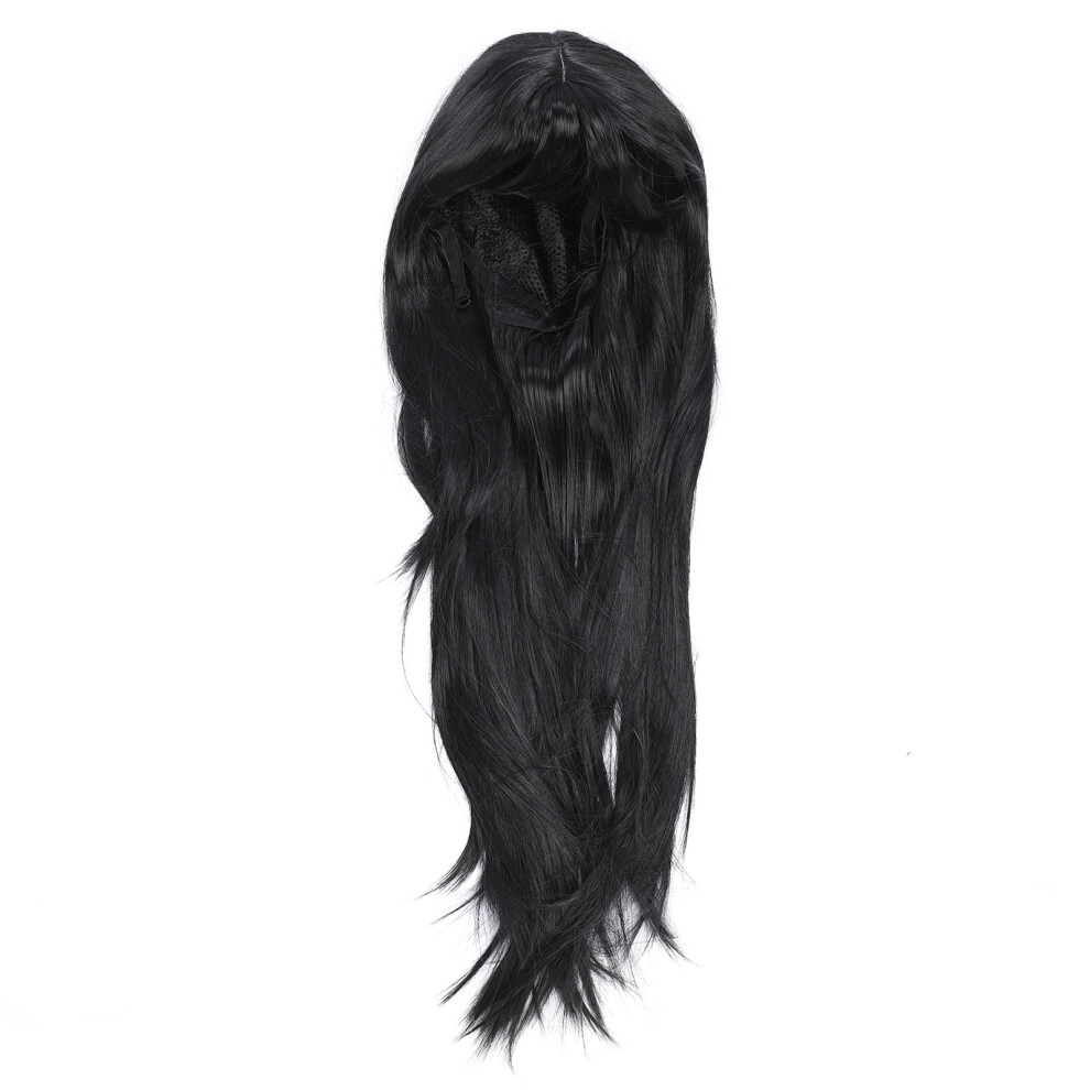 Black Wig with Bangs High Temp Synthetic Wearable Women Cosplay Party