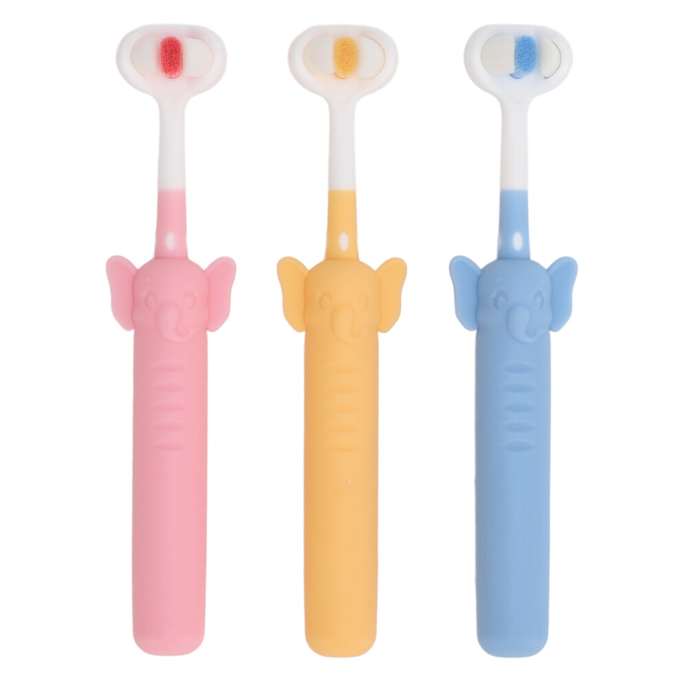 3Pcs 3 Sided Toddler Toothbrush Soft Bristles Kids