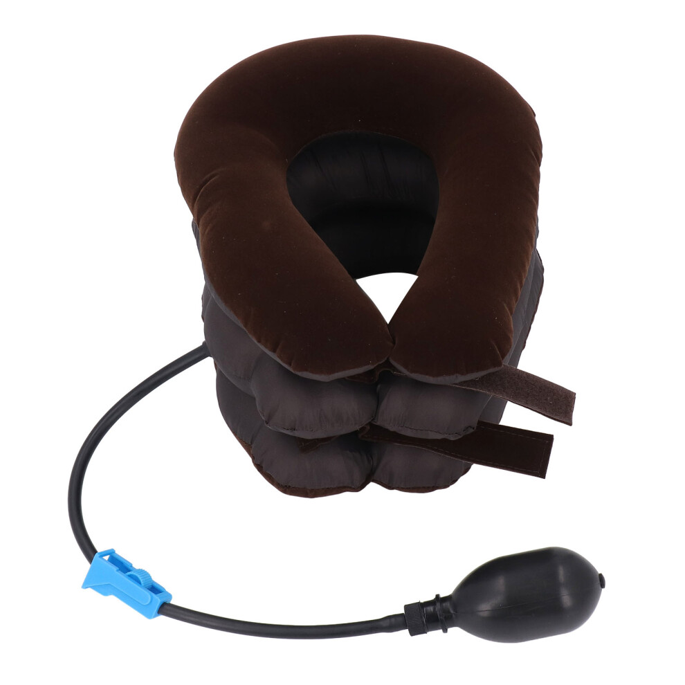 (Coffee) Inflatable Neck Support Brace Cervical Traction Cushion