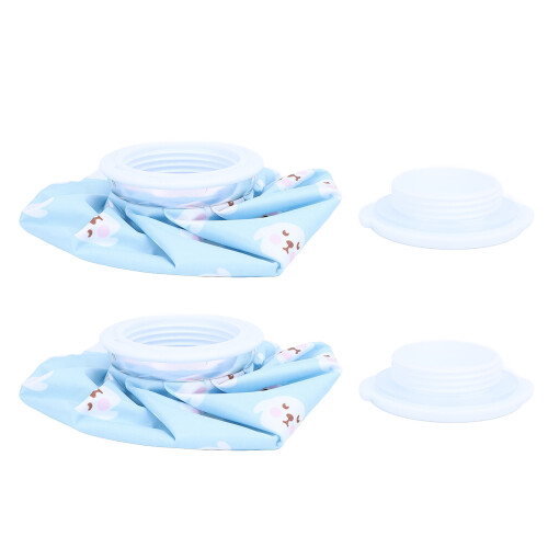 (Blue) 2pcs Cloth Ice Bag Cartoon Hot Cold Compress Yellow 2