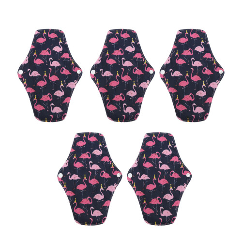 (T12) 5pcs Bamboo Charcoal Reusable Menstrual Pads M Size 18X25cm