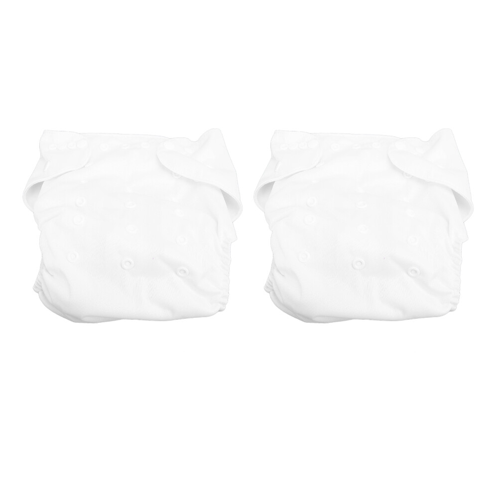 () 2Pcs Kids Cloth Diaper Adjustable Waterproof Leakproof Snaps White/Black