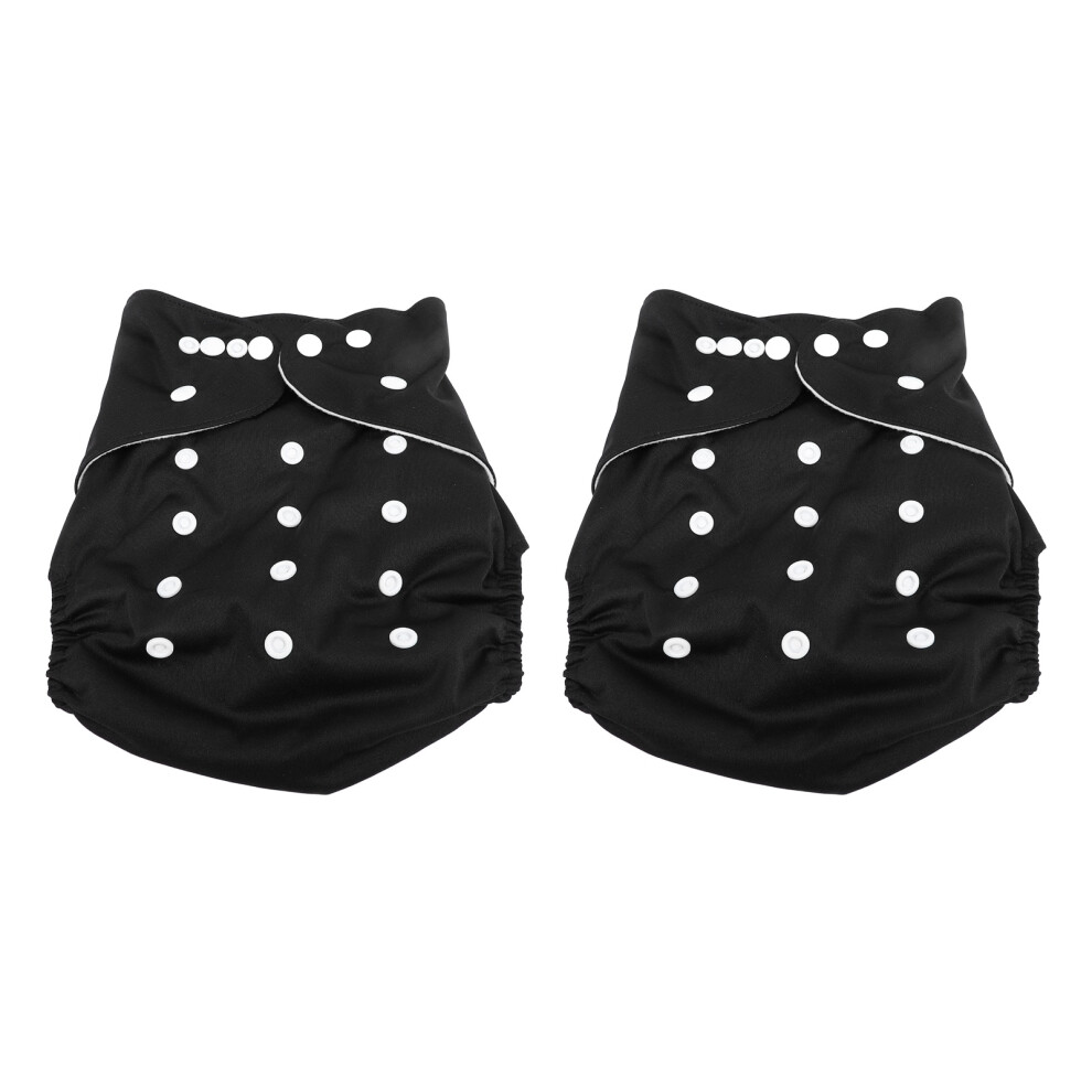 (Black) 2pcs Kids Cloth Diaper Adjustable Waterproof Leakproof Snaps Black