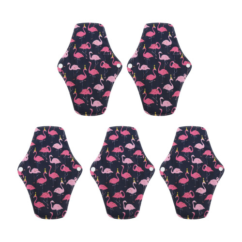 (T12) 5pcs Bamboo Charcoal Reusable Menstrual Pads M Size 18X25cm 1