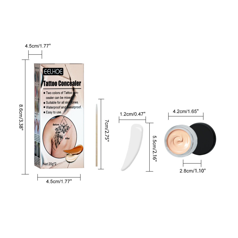 EELHOE Tattoo Concealer Set Scar Birthmark Cover-Up with Scoop Swab