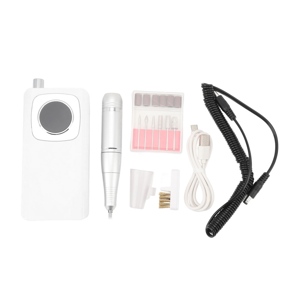 White (White) Cordless Nail Drill 45000Rpm Rechargeable 6 Sanding Bands