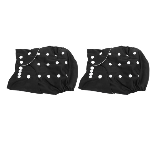 (Black) 2pcs Kids Cloth Diaper Adjustable Waterproof Leakproof Snaps Black 2