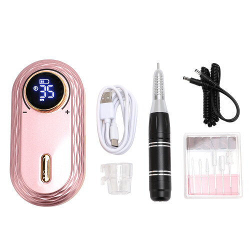 (Pink) Draagbare Elektrische Nagelboor Set Grijs