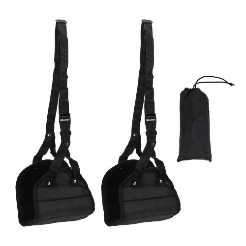(Black) 2pcs Airplane Footrest No Clashing Adjustable Black