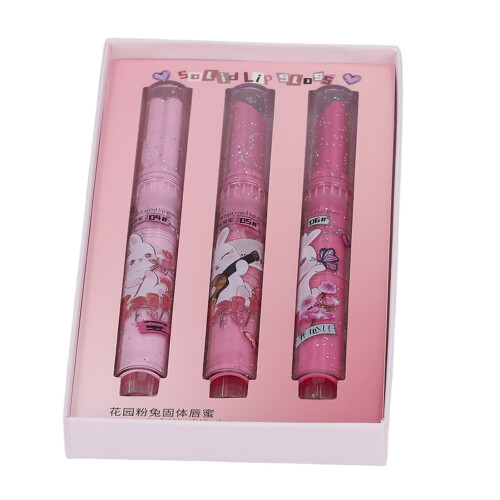 (Type B 3pcs 2g) 3pc Cute Bunny Shell Hydrating Lip Gloss Set 2g